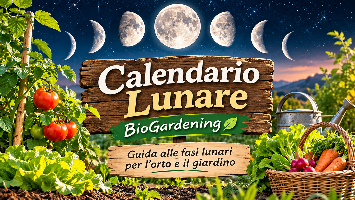 Calendario lunare dell’orto con le principali fasi della Luna.