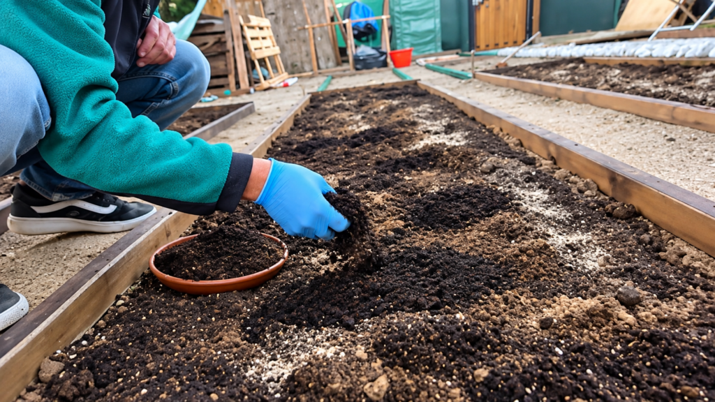 Humus di lombrico distribuito nella preparazione del terreno