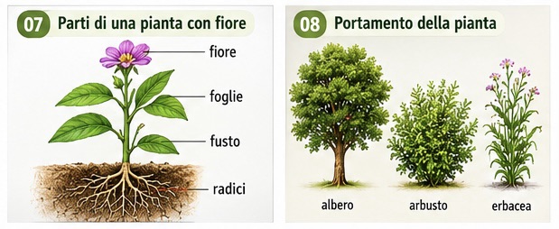 Parti di una pianta con fiore e portamento della pianta