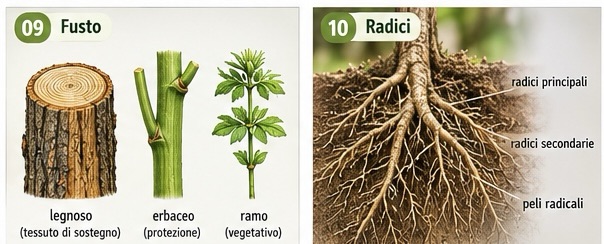 Fusto e radici di una pianta